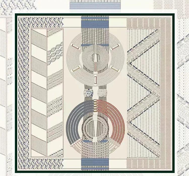 Designer silk wool scarf women large edge shawls square bandanas top accessories neck accessory