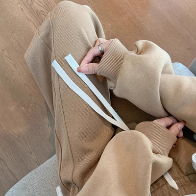 Narrow Version of Wide-leg Pants for Women in Spring Autumn High Waist Drooping Slim Casual Straight American Sports Twill