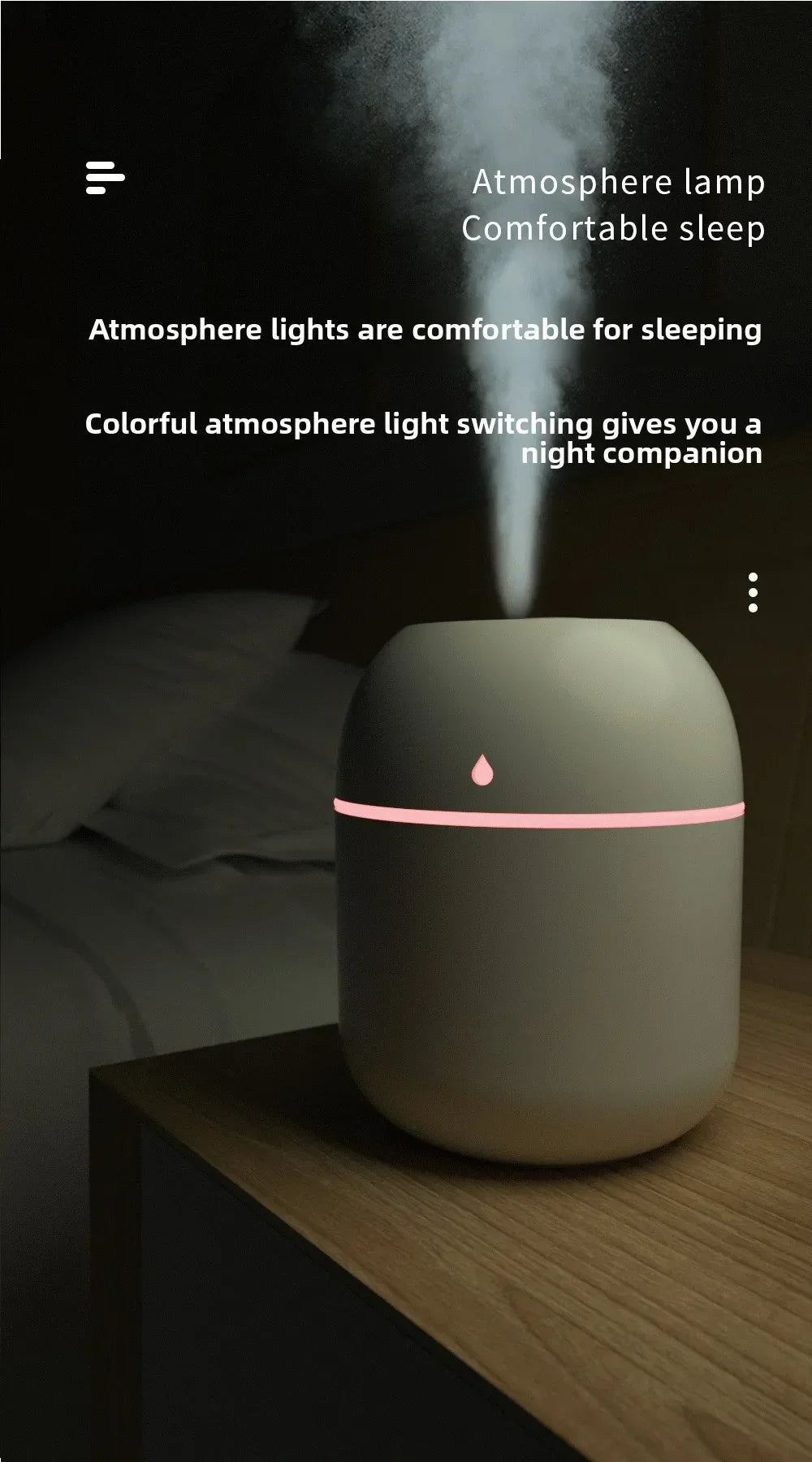 Car Diffuser Humidifier Auto Air Purifier Air Freshener with Colorful Atmosphere Lamp For Car Aromatherapy Diffuser Fresh