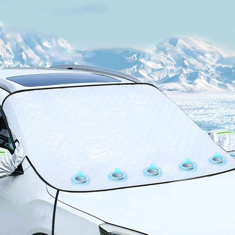 Winter Car Front Snow Frost Cover Windshield Frost Ice Cover Sunshade Protector Foldable Keep Warm Cover