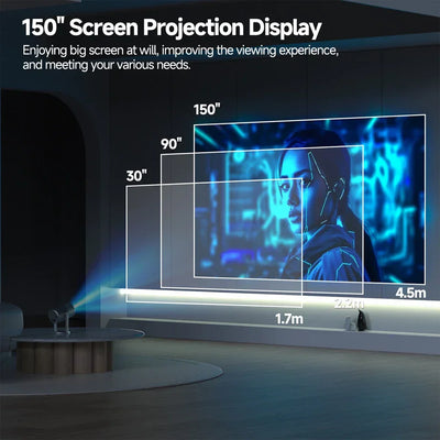 Portable 400 Ansi Projector Android 1080P Supports 4K 360 ° Rotating LED 5G WIFI Beamer Smartphone Home Theater