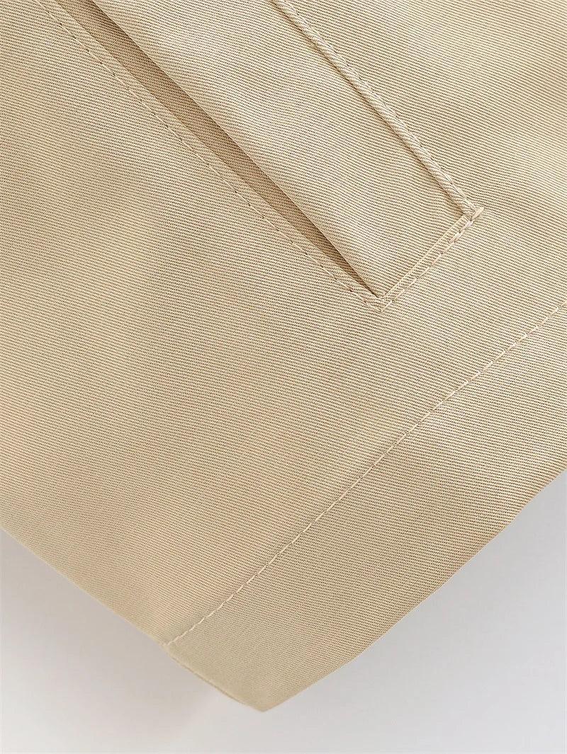 Fashionable khaki short hooded women’s summer jacket casual and versatile