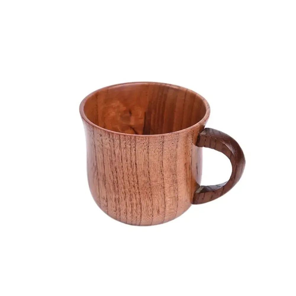 Drinkware Vintage Wooden Tea Cup Handmade Japanese Style Wood Coffee Mug Solid Wood with Handle Drinking Cup Restaurant