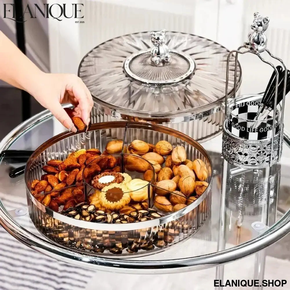 Snack Fruit Divided Plate Box Serving Tray Rack with Lid Candy Platter Compartment Storage Food Nut Dried Snacks Plastic Dish