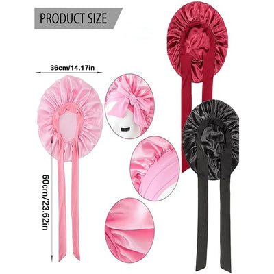 Satin Bonnet Silk Bonnet Adjustable Bonne For Sleeping Hair Caps With Tie Band Bonnets For Women Men Hair Styling Accessories