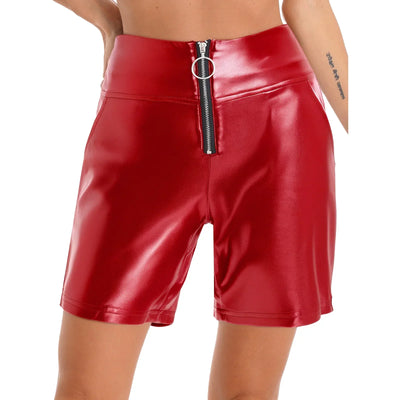 Women's Metallic Shiny Biker Shorts