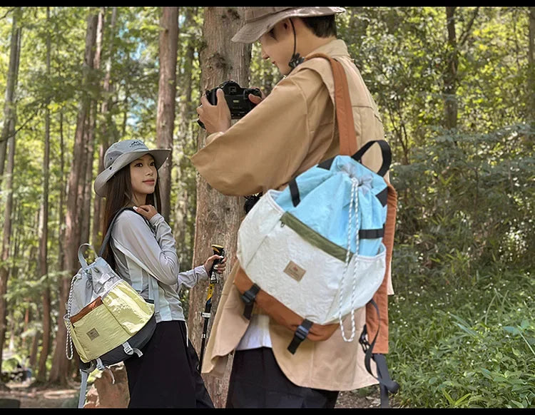 2025 Mountain Style Backpack Couple, Retro Color Block Hiking Bag, Lightweight Large Capacity Daypack for Outdoor