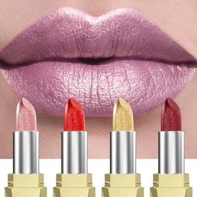 21Colors Bold & Intense Glitter Shiny Metallic Lipstick Pearlescent Lip Tint,Long Lasting Lip Senior Matte Lip Makeup Gifts for