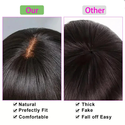 Unprocessed Raw Hair Short Bob Wig With Bangs Bone Straight Human Hair Wigs Fringe Middle Part Bob Lace Wigs Realistic Scalp Wig