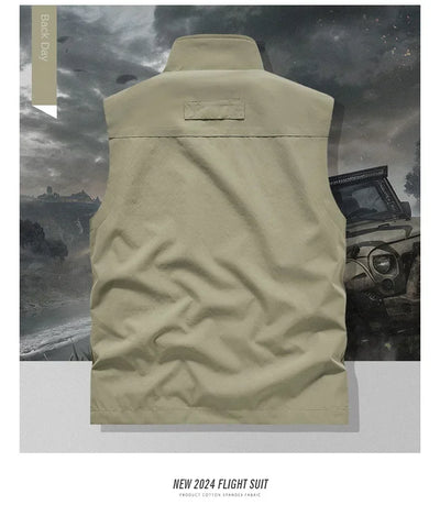Summer Vest Men's Work Vest Large Size Golf Sleeveless Jacket Tactical windbreaker Hunting Camping Fishing waterproof Coat Parka