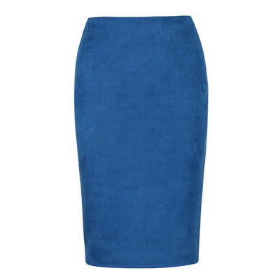 Women's suede solid color pencil skirt, spring and summer high waisted tight fitting retro suede split thick elastic skirt
