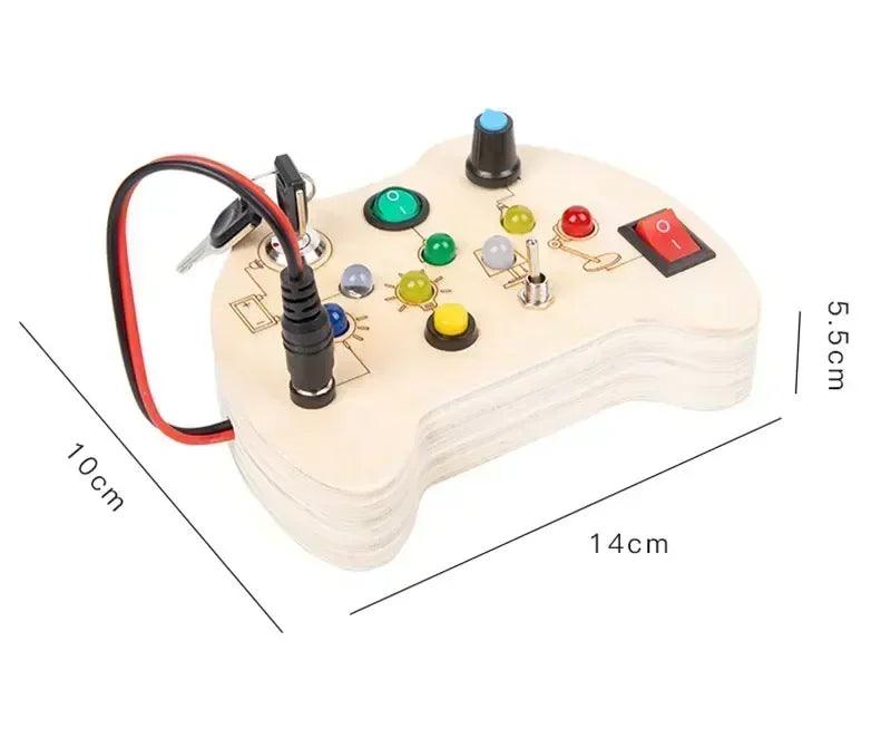 Montessori busy board sensory toys wooden with led light switch control travel activities children games for 2-4 years