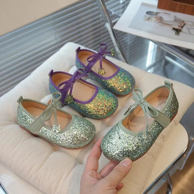 Children's Leather Shoes New Spring Autumn Ballet Flats for Girls Sequins Princess Versatile Kids Fashion Causal Catwalk Shoes