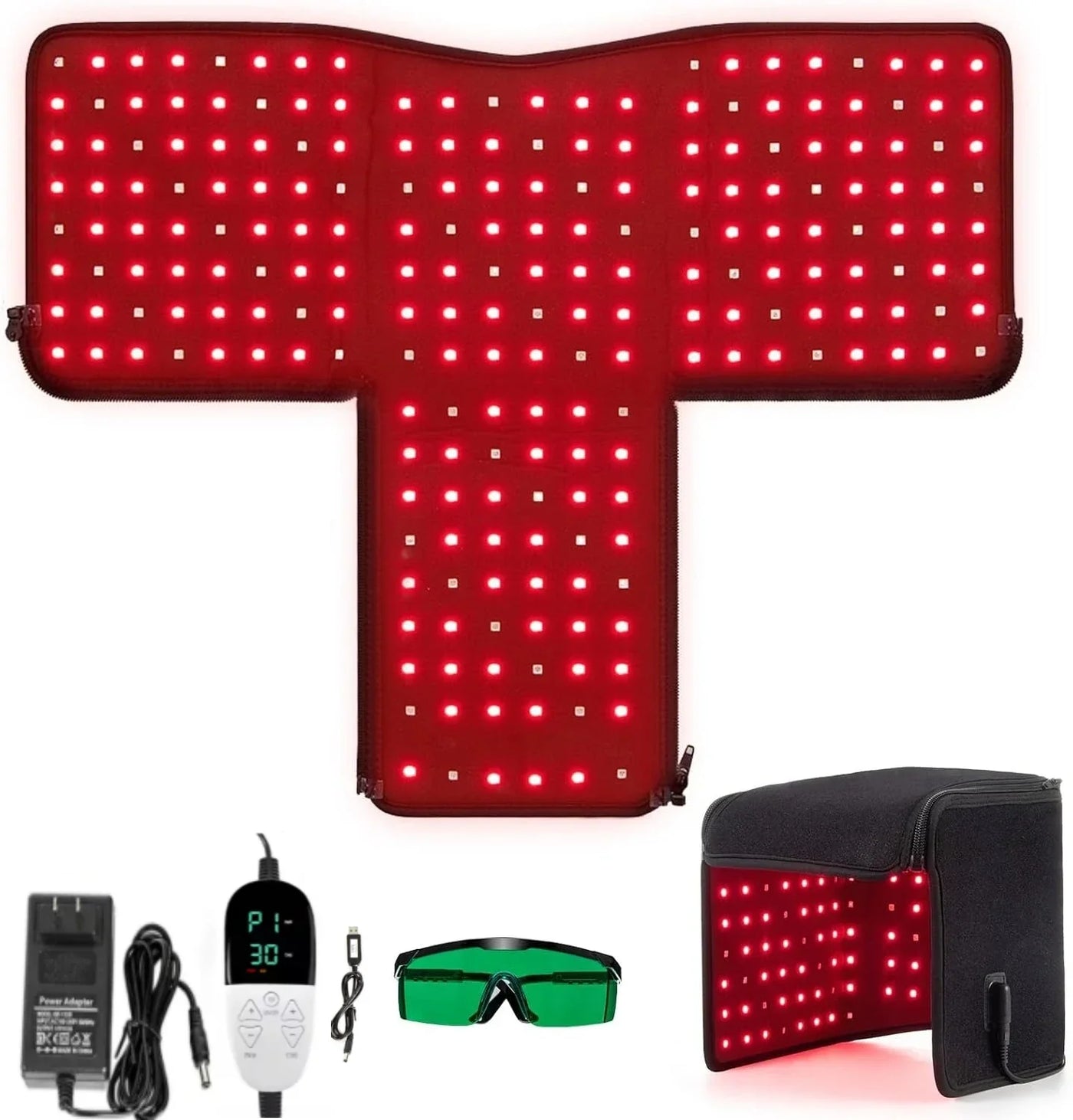 Red Light Therapy Hat with Controller 660&850 nm Red& Infrared Light For Prevent hair Loss Hair Regrowth Cap，Neck&Back, pad Wrap