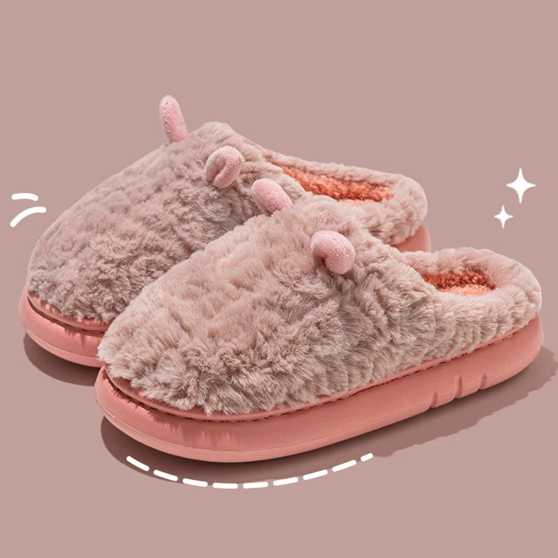 Cozy Warm Winter Indoor Slippers for Women 2025 New House Cute Plush Cotton Shoes Woman Soft Non Slip Fuzzy Home Slippers Couple