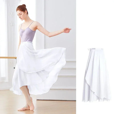 Chiffon Ballet Tutu Dance Skirt Dance Skate Wrap Scarf Gymnastics Ballerina Lyrical Long Ballet Skirt Ballet Dance Dress Women