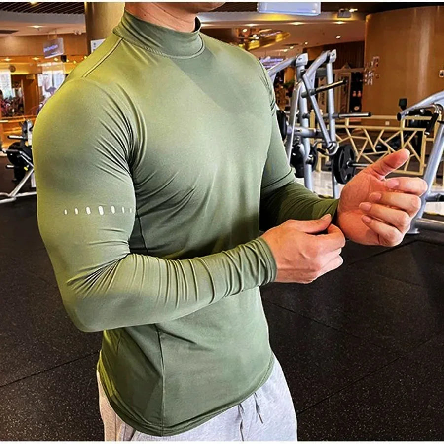 Gym T Shirt Men's Long Sleeve Compression Shirt Quick Dry Training Top Male Muscle Workout Running Clothing