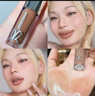 HYNTOOR Lip Gloss Shiny Shimmer Mirror Hydrating Moisturizing Water Shine Lipstick Nourishing Care Dewy Lip Makeup