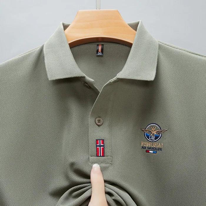 Short Sleeved Polo Shirt for Men in Summer 2025, New Business Casual Wrinkle Resistant Half Sleeved Lapel T-shirt, Loose and Iro