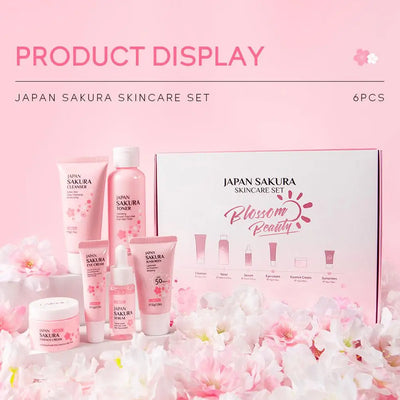 6pcs/Set Sakura Skin Care Sets Gift Sets Skin Care Kit with Cleanser Face Cream Serum Toner Facial Cleanser Product Gift Box New