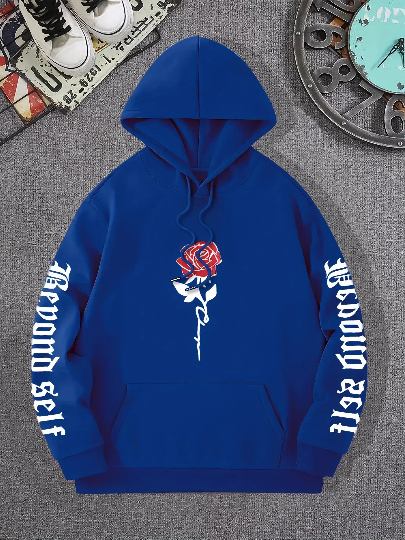 Rose Artistic Letter Printed Hoodies For Women