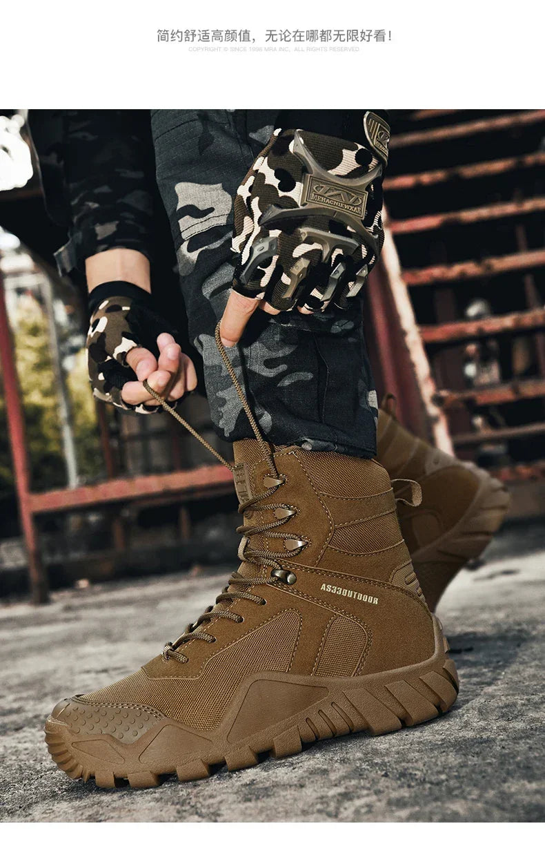 New Men Tactical Boots Lace Up Waterproof Climbing Hiking Shoes Motorcycle Training Army High Quality Hunting Unisex Desert Boot