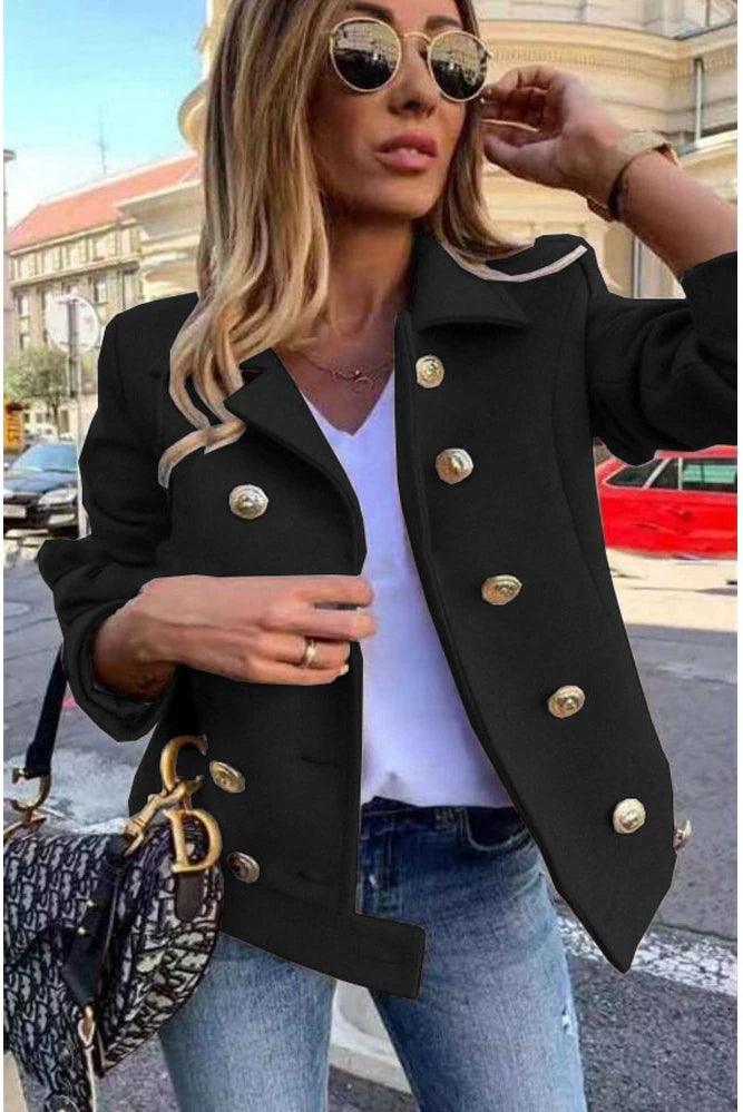 Long sleeve fashion double-breasted blazer casual with lapel office lady jackets for women
