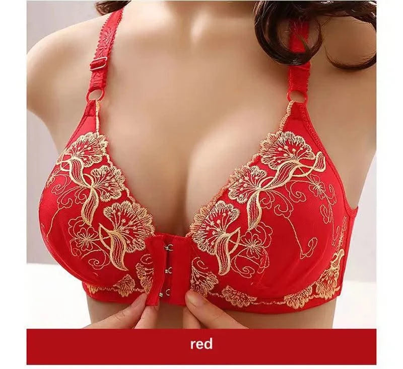 Lace Embroidery Bra Women Front Closure