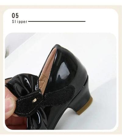 Children's Leather High Heels Shoes | Casual Soft Bottom Footwear Kids