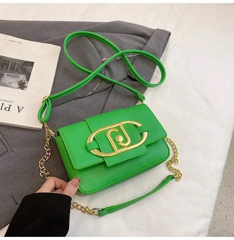 Designer handbags for women leather metal buckle flap square shoulder bags fashion 2024 ladies messenger females casual