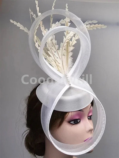 Ladies Royal Ascot Chapeau Cap Wedding Fascinator Hat Headpiece Women Church Party Pillbox With Headband Bride Party Fascinators