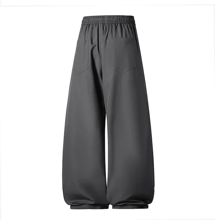 Men's Wide Pants Oversize Sports Streetwear Solid Color Sweatpants Summer Male Breathable Loose Trousers Streetwear Jogger Pants