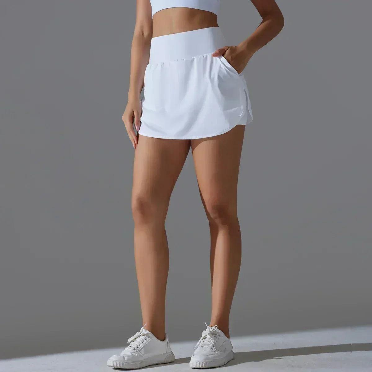 Women gym running shorts double deck quick dry sport fitness jogging workout with pocket sports tight short