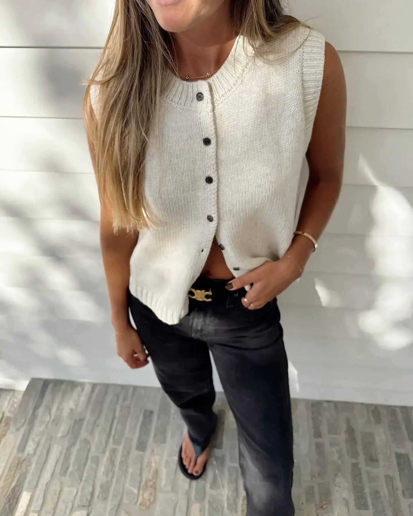 2025 Autumn Fashion Knitted Vests Top For Women Casual Single-Breasted Knitwear Cardigan Tanks Female Solid Sleeveless Sweaters