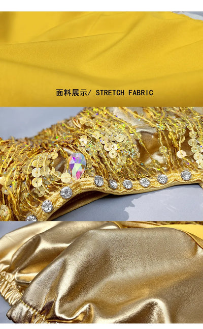 Women Latin Dance Dress Halter Crop Top