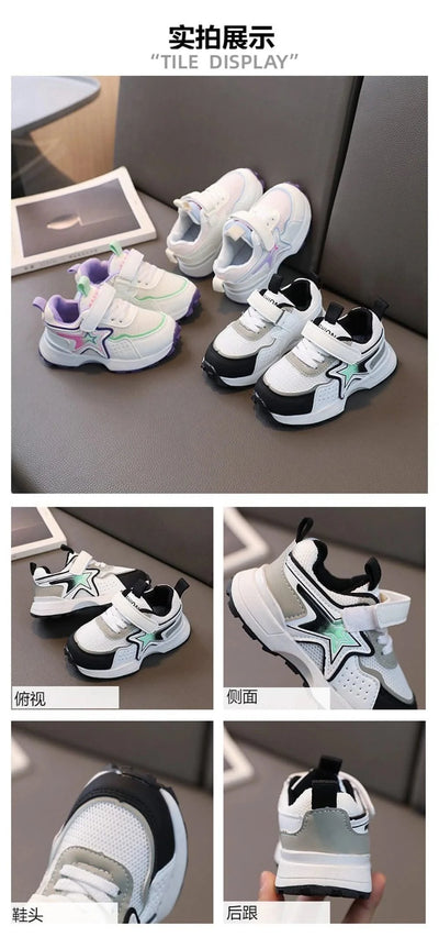 Kid's sports shoes for small and medium-sized children spring and autumn boys' sports shoes girls' mesh breathable running shoes
