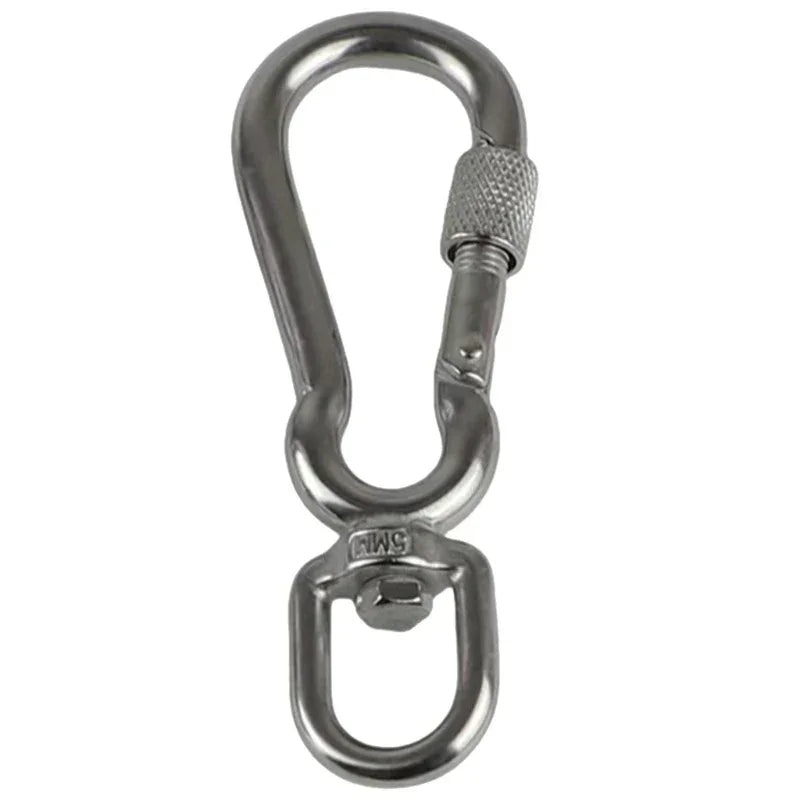 Stainless Steel Hook with Swivels for Dog Collar Carabiner with Swivels Joint Bolted Carabiner for Pet Leashes/Camping Tent
