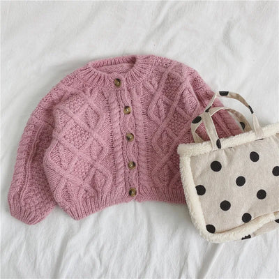 Girls' Sweater Coats 2025 Spring Autumn New O-neck Solid Soft Knitted Cardigan Korean Children's Casual Loose Sweaters