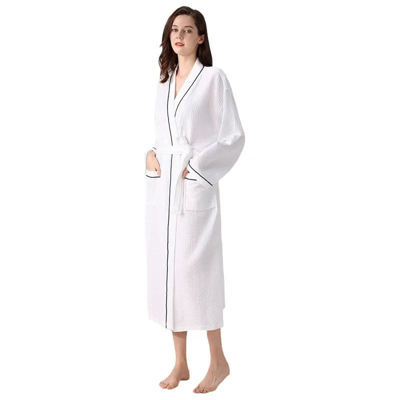 Hotel Cotton Bathrobe High Qualtiy Solid Colors Long Sleeve Mens And Women's Bathrobe