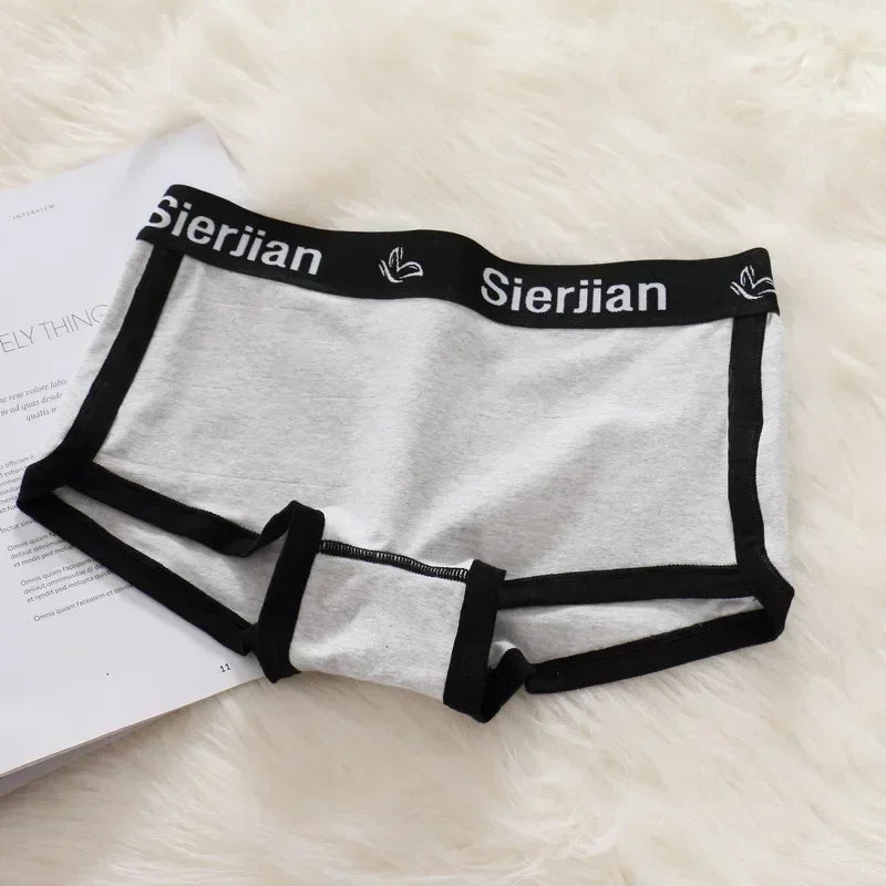 Women's Anti-exposure Ladies Boxers Cotton Sports Style Underwear  Fashion Lingerie Letter Belt Plus Size Girls Boxer Shorts