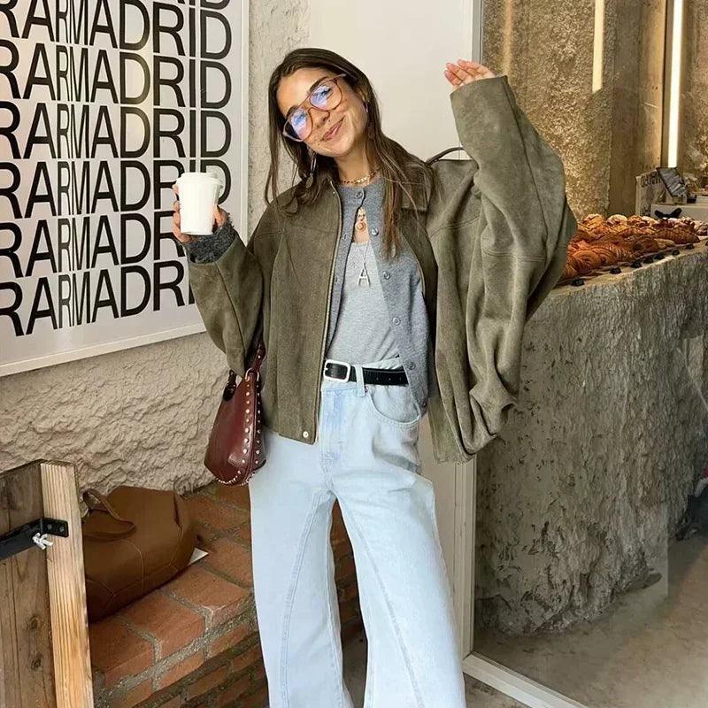 Women’s jackets spring chic elegant outerwear loose warm coat youth fashion