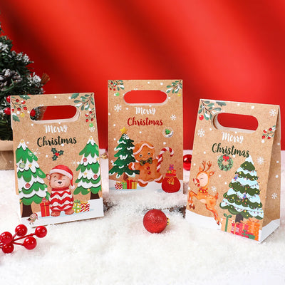 Christmas Kraft Paper Gift Bag Navidad Natal Noel Tree Candy Cookie Bag Merry Christmas Decorations For Home 2024 New Year 2025