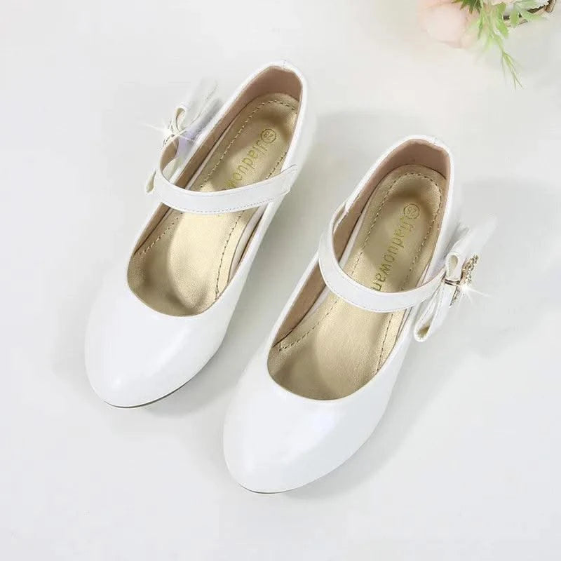 Children's Leather High Heels Shoes | Casual Soft Bottom Footwear Kids
