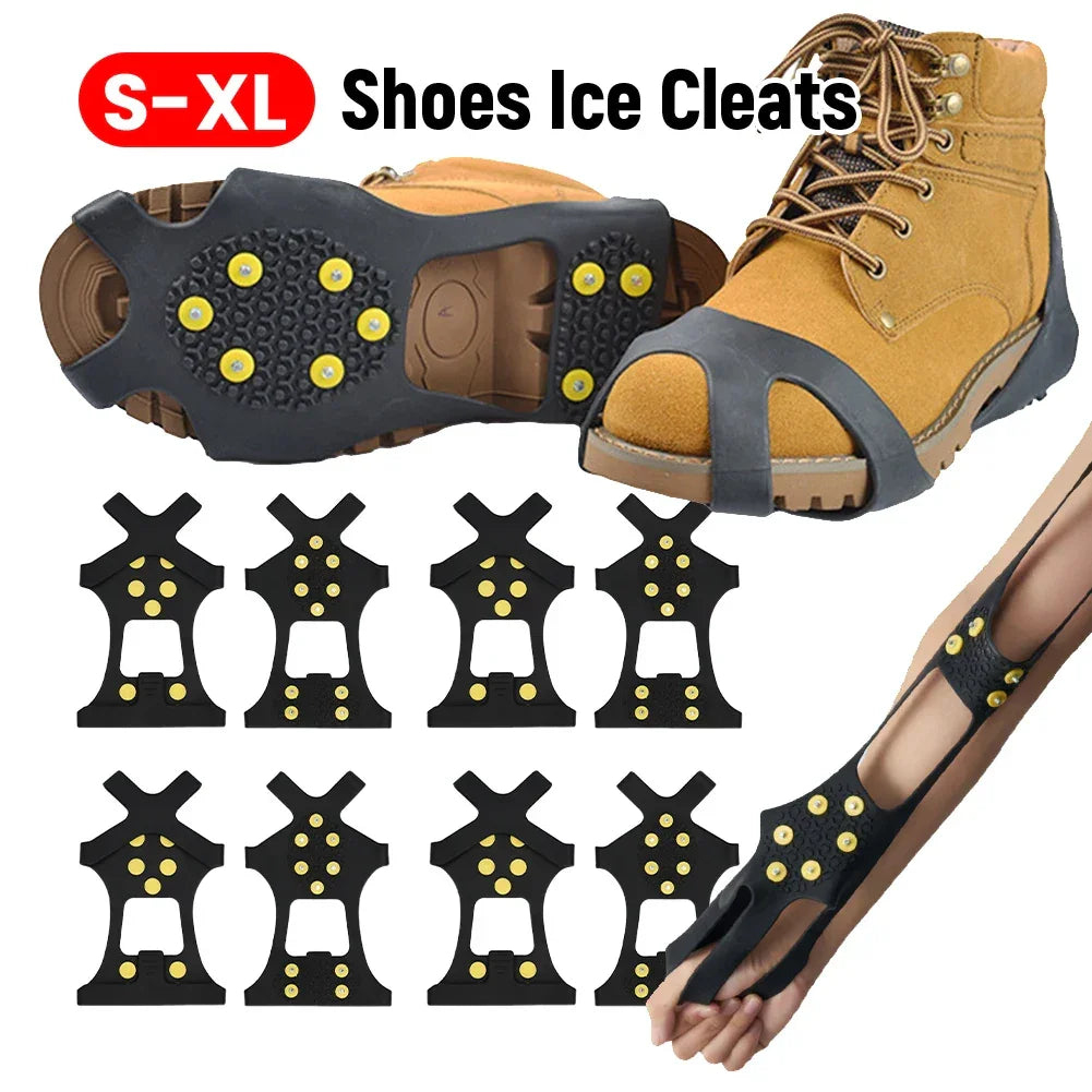 10 Teeth Climbing Crampons Anti-Slip Mountaineering Cleats Unisex Bundled Crampons Walking Hiking Accessories