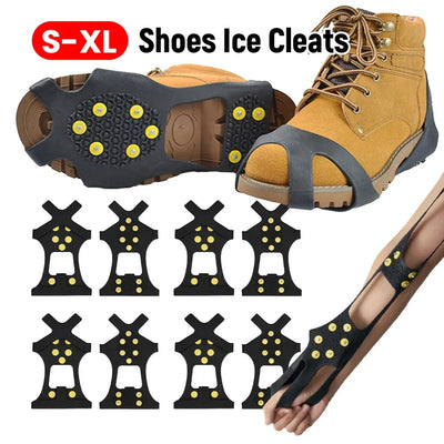 10 Teeth Climbing Crampons Anti-Slip Mountaineering Cleats Unisex Bundled Crampons Walking Hiking Accessories