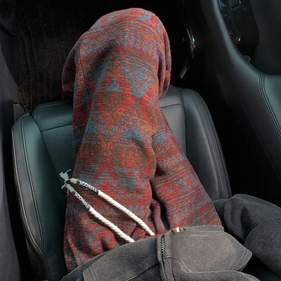 Wide leg pants Men's Vintage Geometric Knitted jacquard pants Casual Straight  Pants Ethnic Tribal Style Winter Trousers man