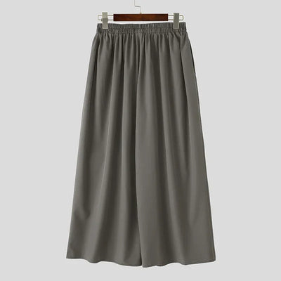 Men Wide Leg Pants Solid Color Joggers Pleated Oversize Casual Trousers Men Elastic Waist 2025 Streetwear Fashion Pants INCERUN