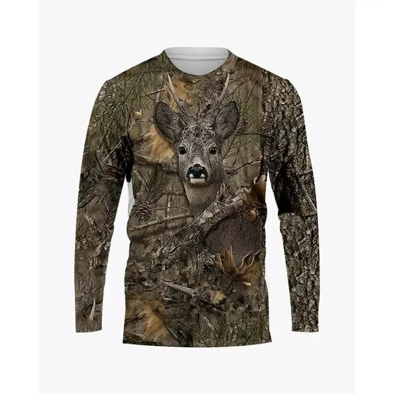 Men's Long Sleeve T-shirt 3D Camouflage Printed T-shirts Hunting Animals T Shirts Casual Tshirt Ropa hombre Tops Tshirt Outdoors