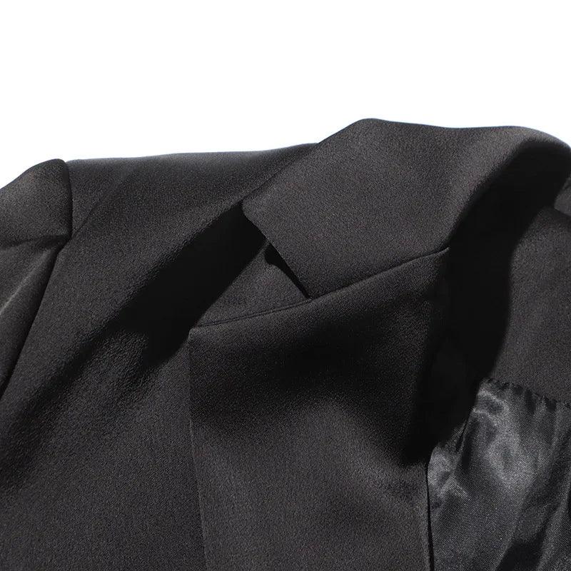 Blazer Women Fashion Elegant Style Flower Splicing Design Suit Jacket Three-dimensional Decoration Solid Color Suit Women Coats