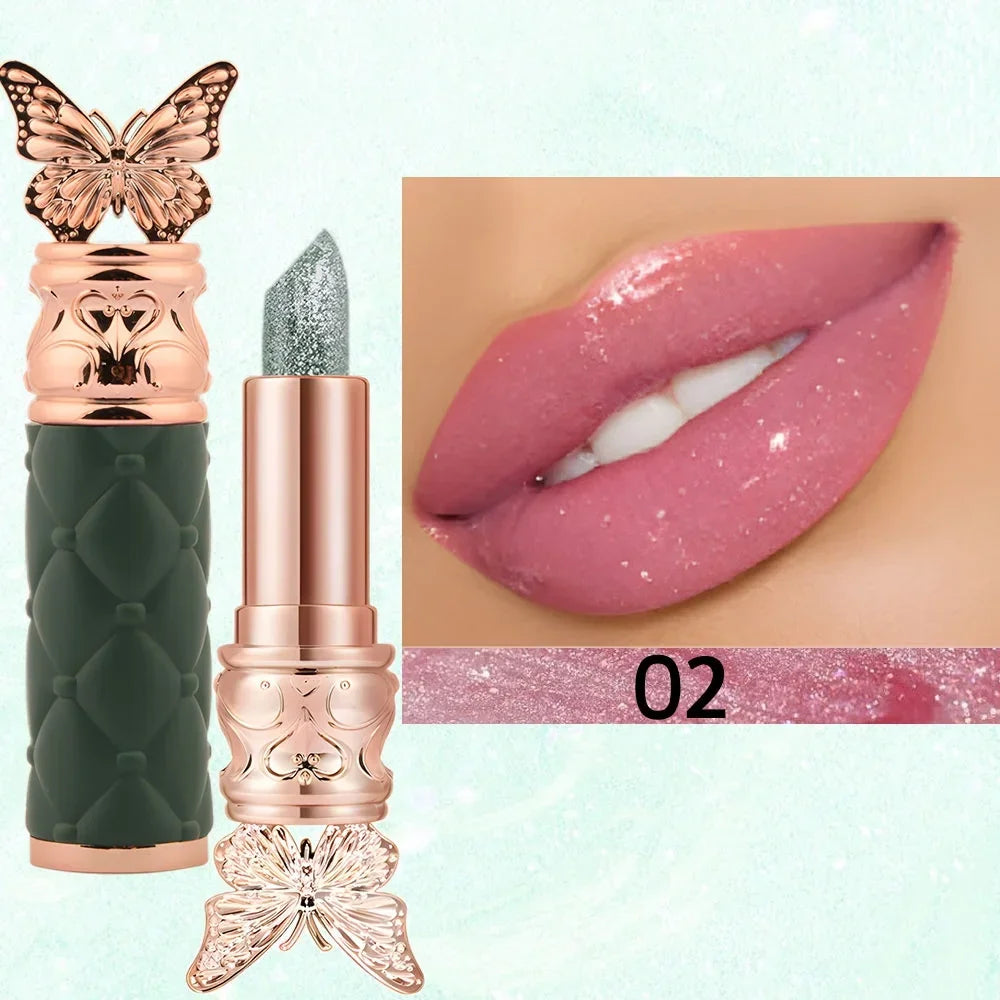 Hua Fei Butterfly Dance Pearlescent Color Changing Lipstick Moisturizing Moisturizing Not easy to take off makeup Lip gloss